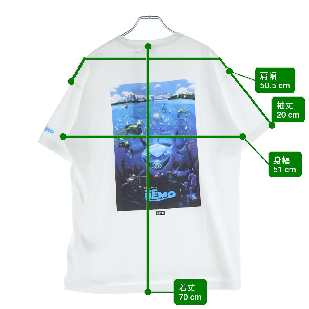 KITH(キス) ×PIXAR DISNEY FINDING NEMO ピクサー ディズニー ファインディング ニモ クルーネック カットソー 半袖Tシャツ ホワイト KHM034371-101