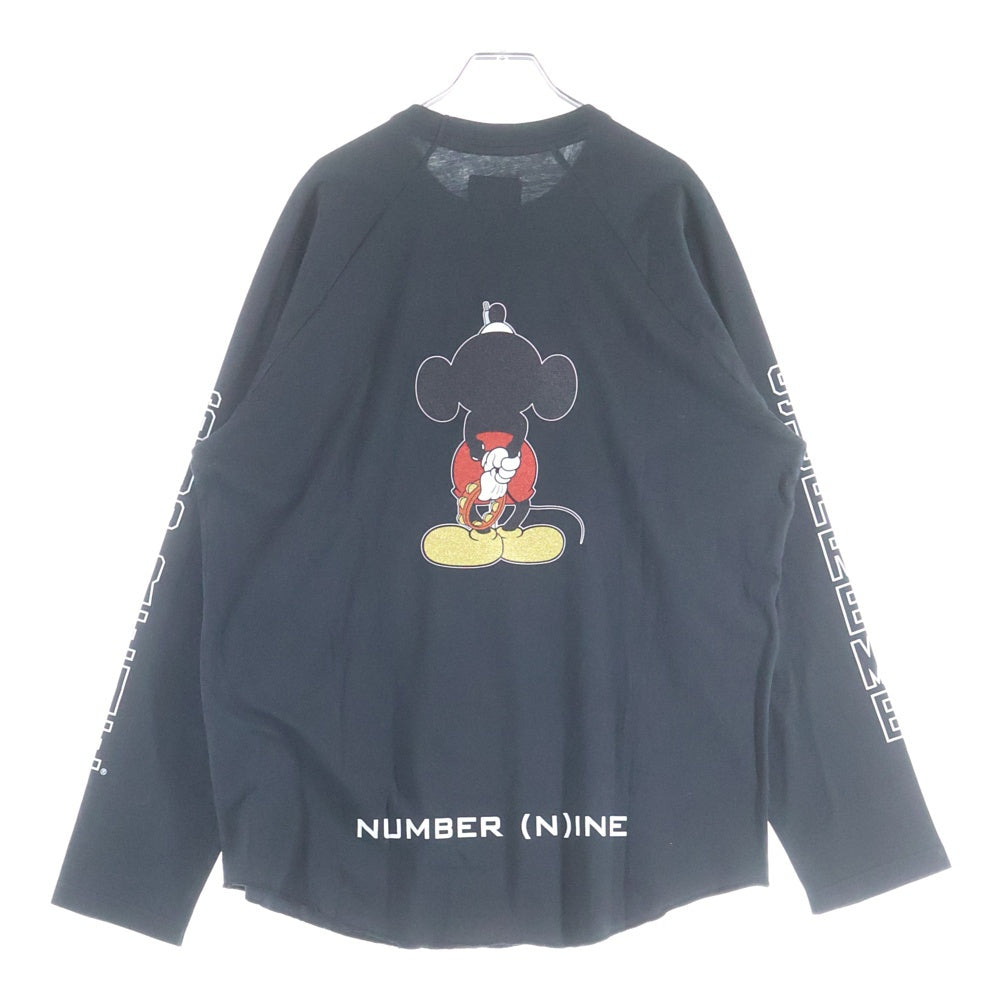 SUPREME(シュプリーム) 25AW ×NUMBER (N)INE Mickey Raglan L/S Top ナンバーナイン ミッキー ラグランスリーブ クルーネック カットソー 長袖Tシャツ ブラック