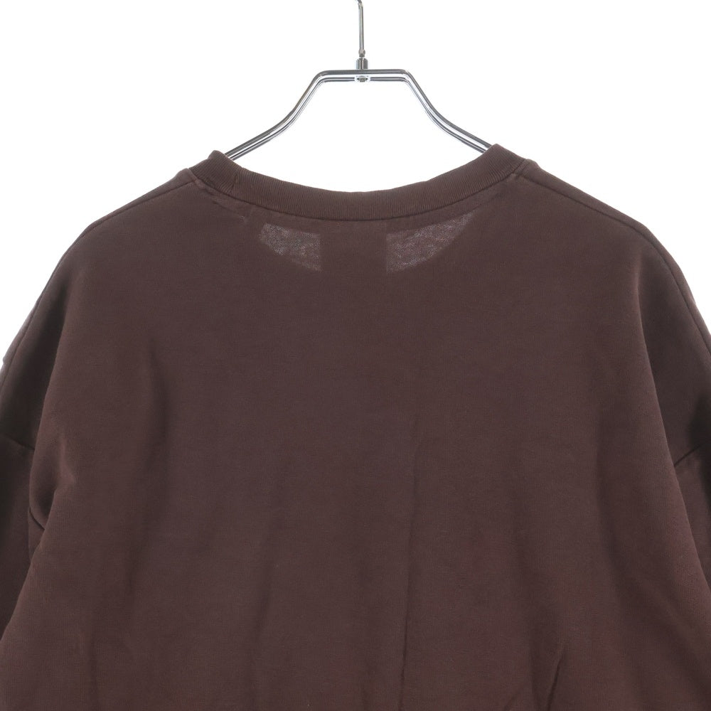 KITH(キス) ×RUSSELATHLETIC ラッセルアスレチック エンブロイダリーロゴデザイン 胸ポケット クルーネック カットソー 長袖Tシャツ ブラウン KHM030002