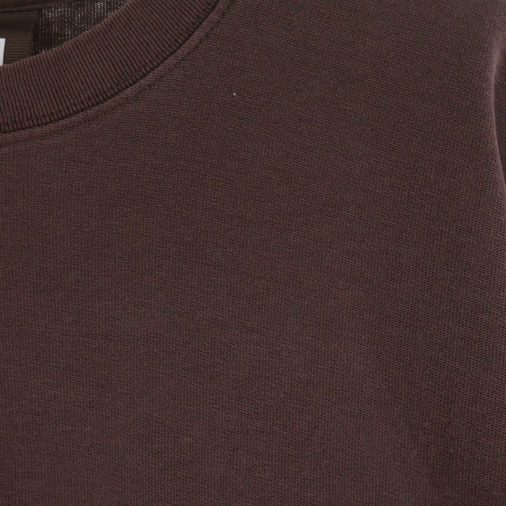 KITH(キス) ×RUSSELATHLETIC ラッセルアスレチック エンブロイダリーロゴデザイン 胸ポケット クルーネック カットソー 長袖Tシャツ ブラウン KHM030002