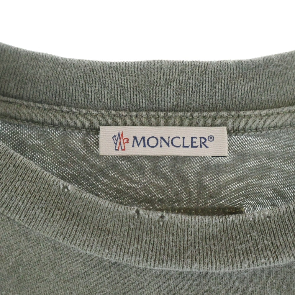 MONCLER(モンクレール) 21AW MAGLIA マグリア フロントロゴ クルーネック長袖Tシャツ カットソー カーキ G20918D000010