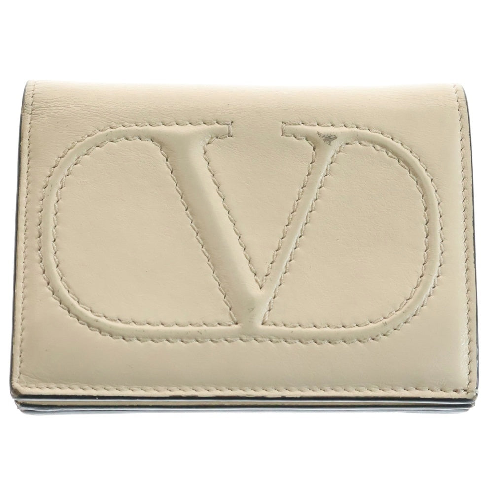 VALENTINO(ヴァレンティノ) Vスリングロゴ コンパクト 二つ折り財布 ウォレット ベージュ レディース 4W5P0P39YPP