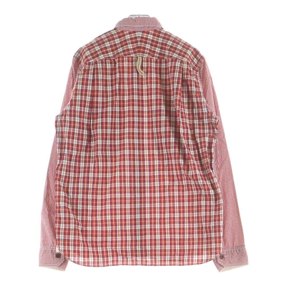 COMME des GARCONS JUNYA WATANABE MAN(コムデギャルソンジュンヤワタナベマン) 12SS AD2011 ダブルポケット チェック柄切り替え 長袖シャツ レッド WI-B029
