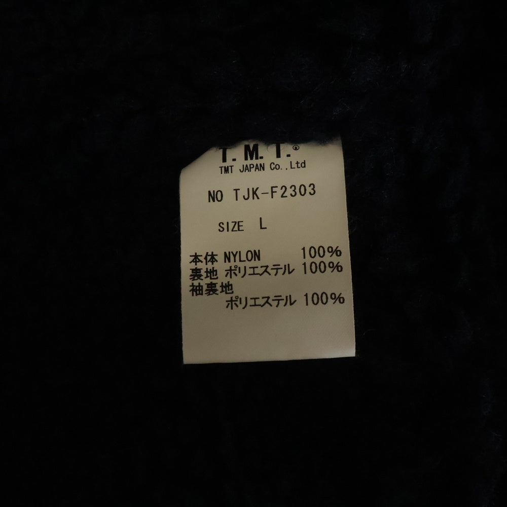 T.M.T(ティーエムティー) BIG LOGO NYLON BOA JACKET ビッグ ロゴ ボア スナップボタン ナイロンジャケット ブラック TJK-F2303