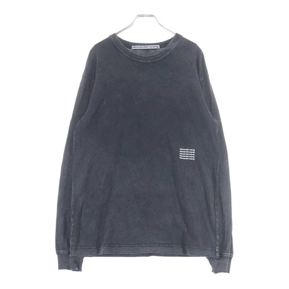 ALEXANDER WANG(アレキサンダーワン) フロントロゴデザイン クルーネック カットソー 長袖Tシャツ ブラック UCC3221537