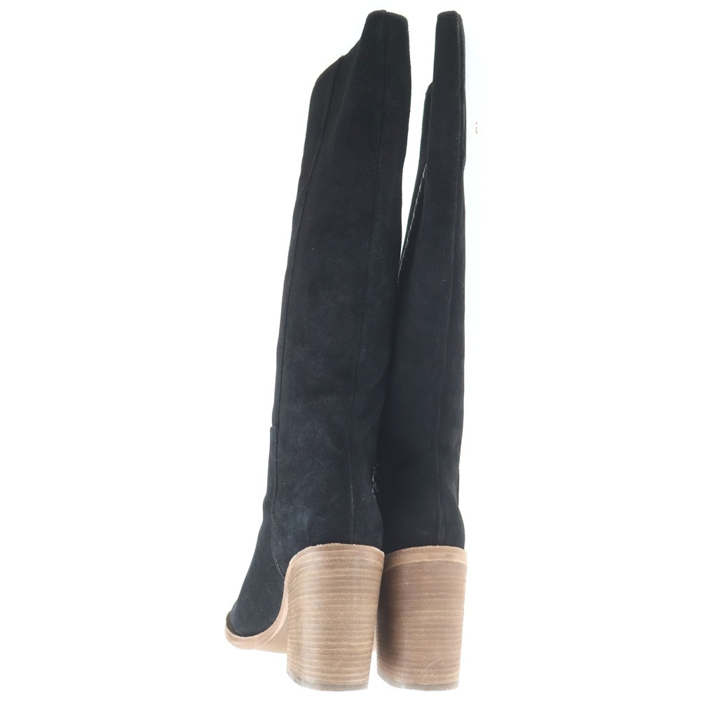UGG(アグ) MAEVA マエヴァ 編み込みライン スウェード ロングヒールブーツ レディース ブラック 1018941