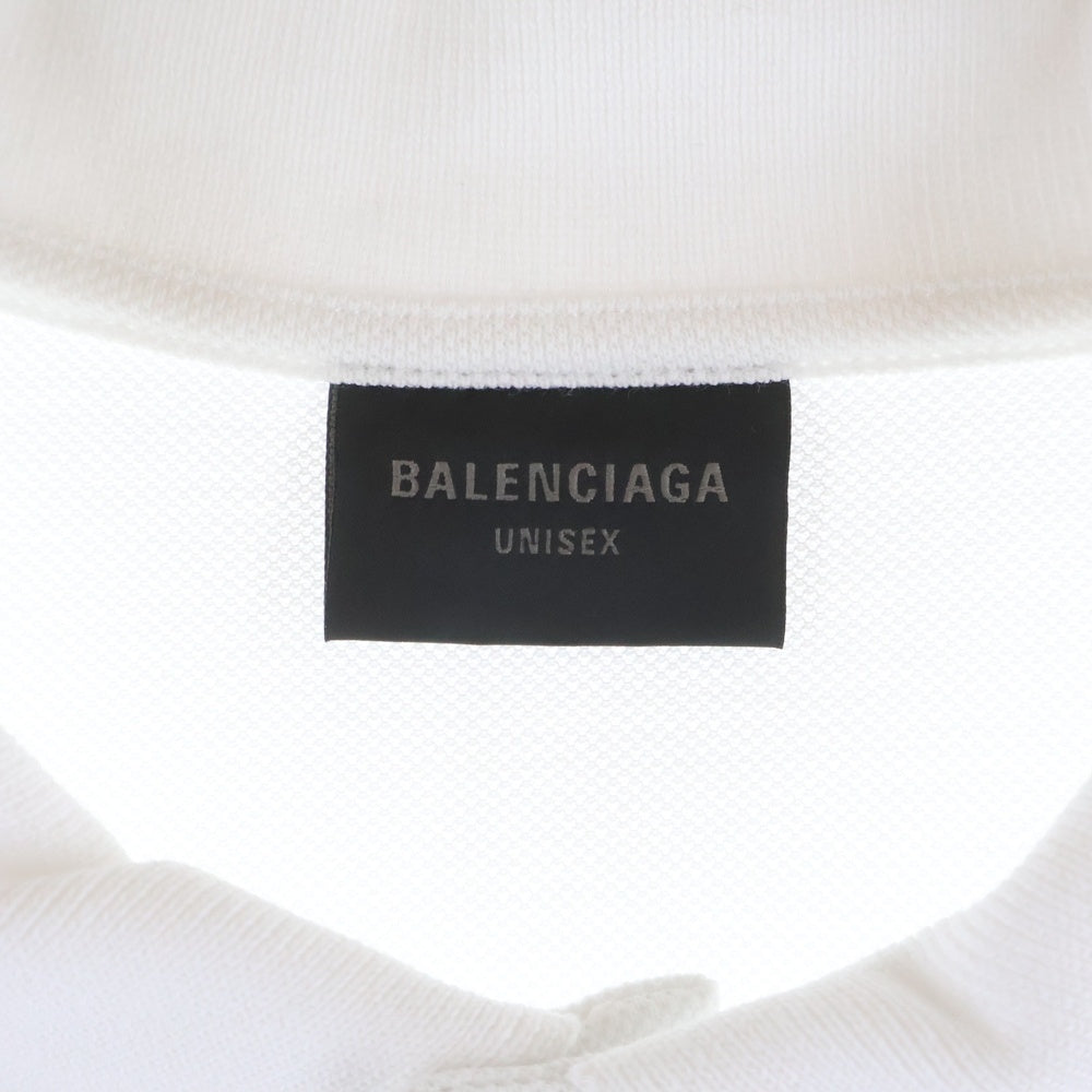 BALENCIAGA(バレンシアガ) 24SS BBロゴ刺繍 オーバーサイズ 半袖ポロシャツ ホワイト 791001 TQVM7