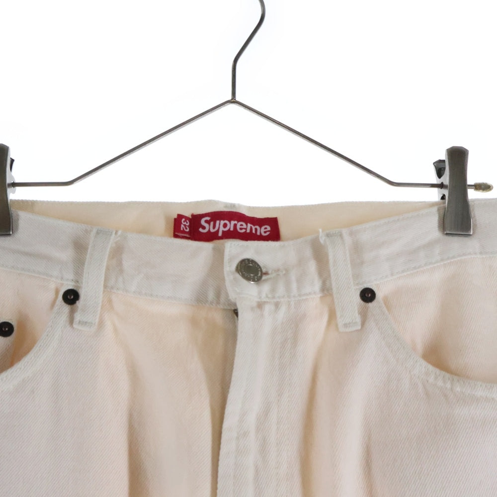 SUPREME(シュプリーム) 24SS Baggy Jean Natural ロゴエンブロイダリー バギージーンズ ナチュラル デニムパンツ ホワイト 32