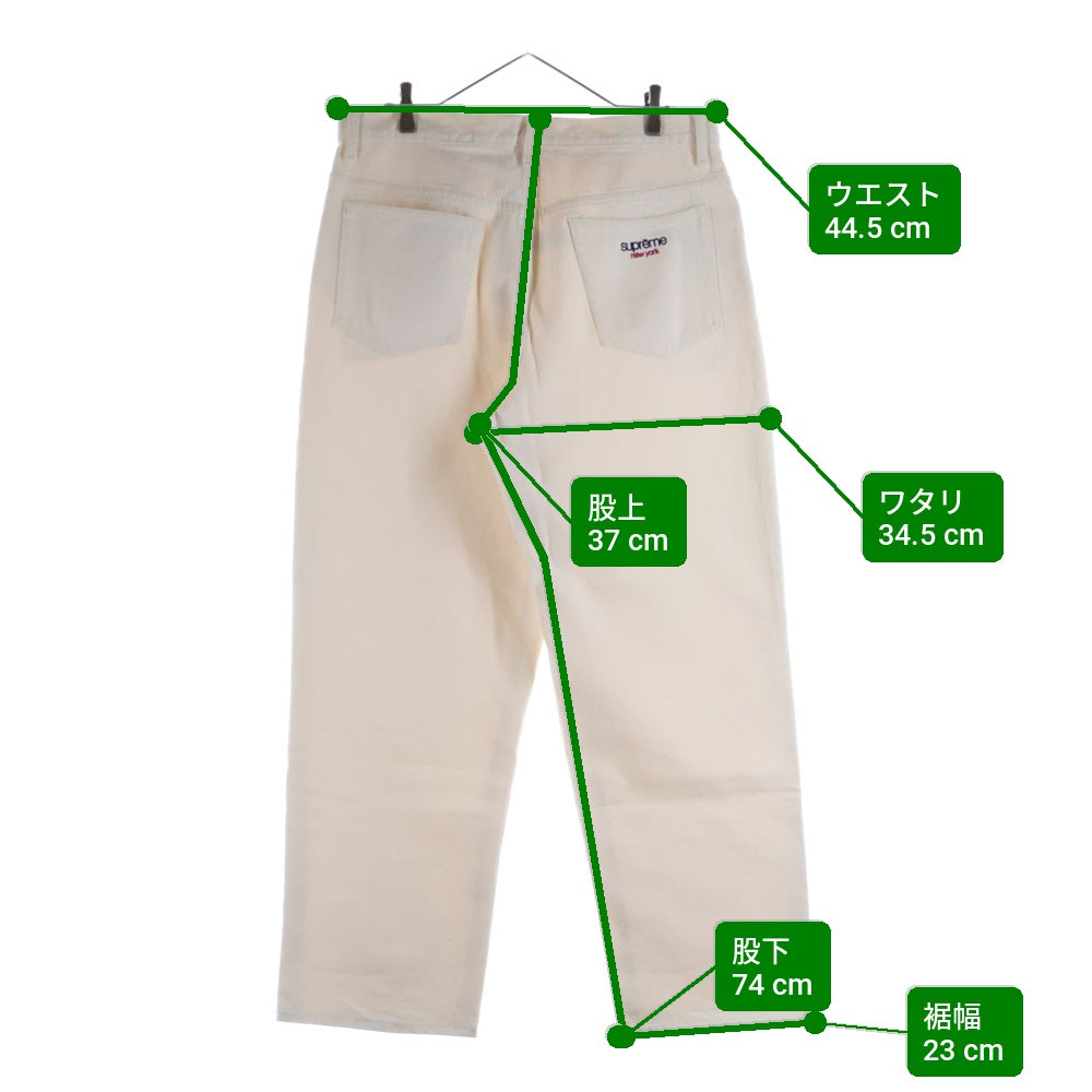SUPREME(シュプリーム) 24SS Baggy Jean Natural ロゴエンブロイダリー バギージーンズ ナチュラル デニムパンツ ホワイト 32