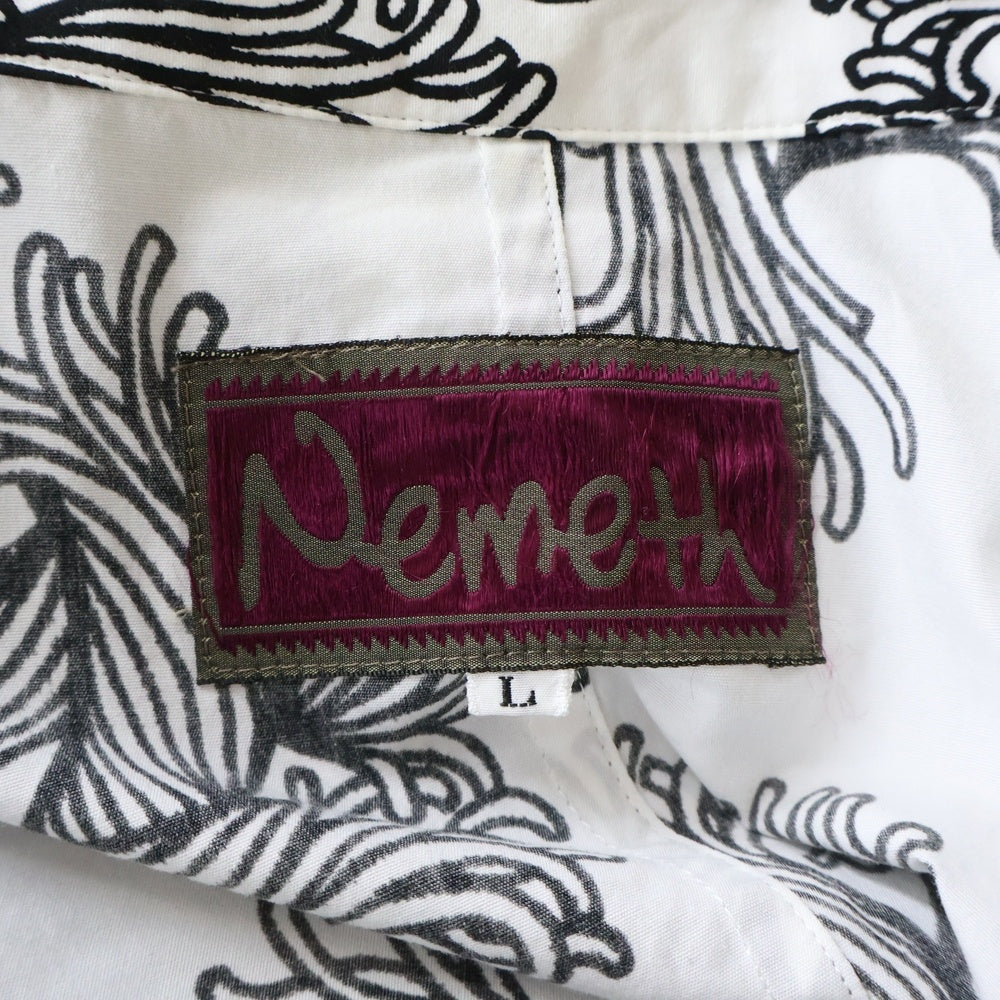 Christopher Nemeth(クリストファーネメス) ROPE PATTERN SHIRT ロープ パターン シャツ 縄柄 ボタンアップ長袖シャツ ホワイト 18752