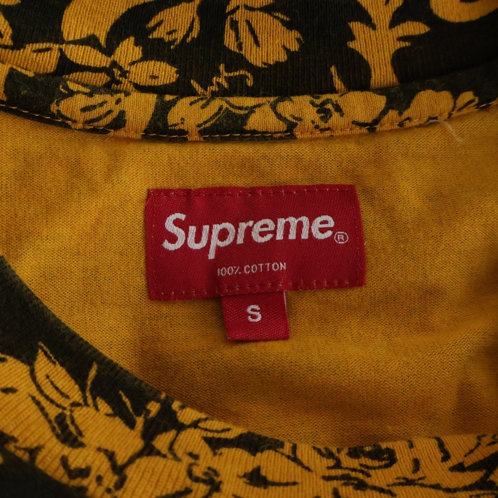 SUPREME(シュプリーム) 20SS Small Box Tee Black Floral スモール ボックスロゴ ブラック フローラル クルーネック半袖Tシャツ カットソー イエロー/ブラック