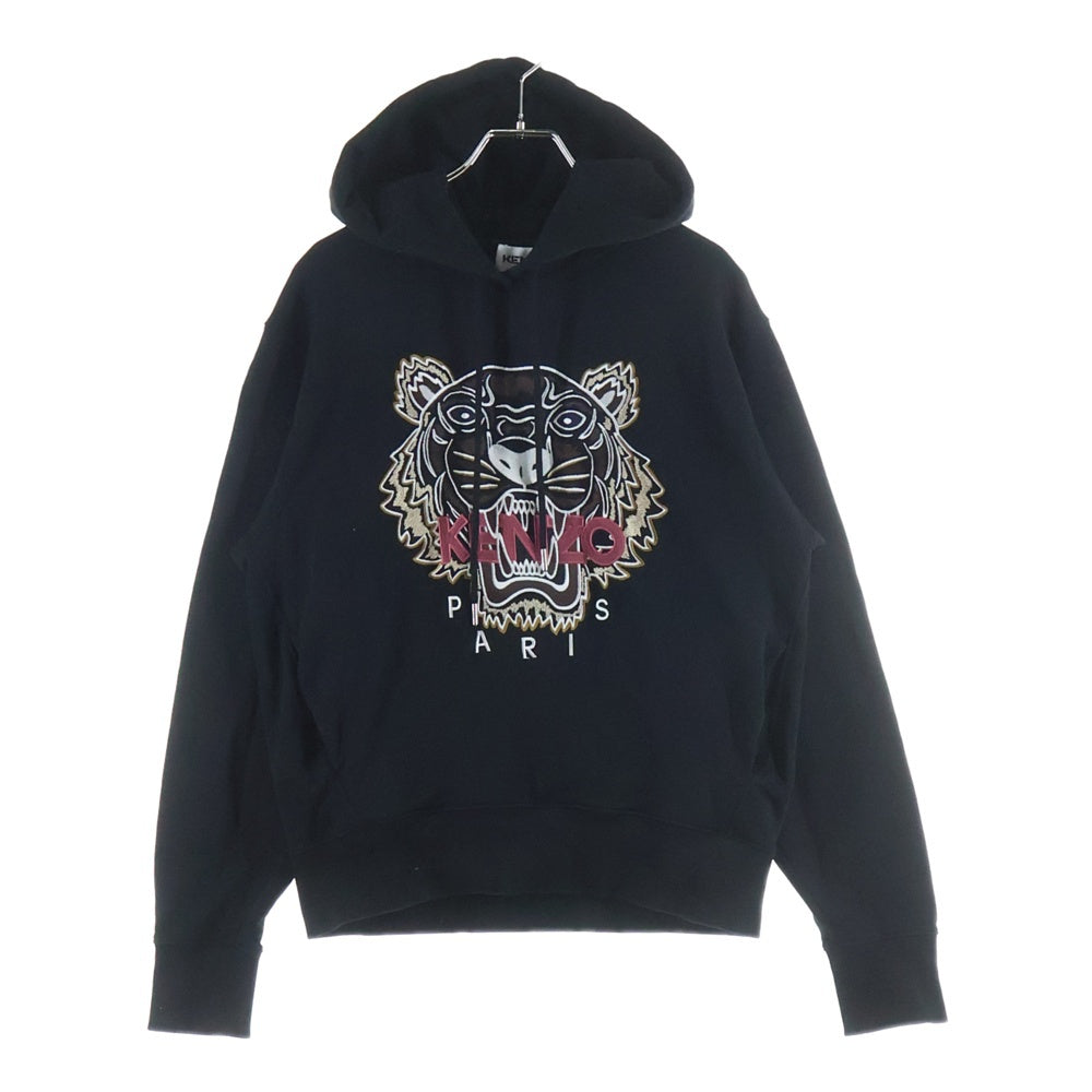 KENZO(ケンゾー) フロントロゴ タイガー刺繍 プルオーバースウェットパーカー フーディー ブラック FB62SW8714XA