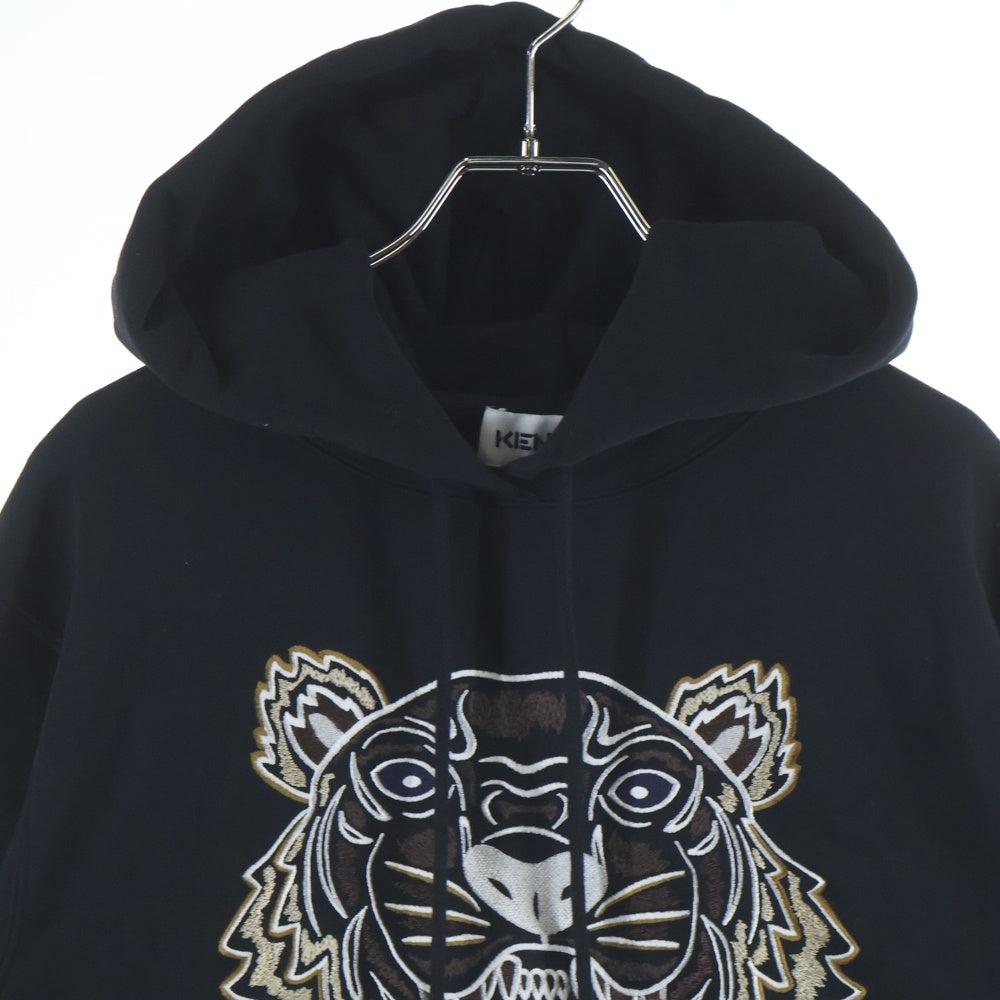 KENZO(ケンゾー) フロントロゴ タイガー刺繍 プルオーバースウェットパーカー フーディー ブラック FB62SW8714XA