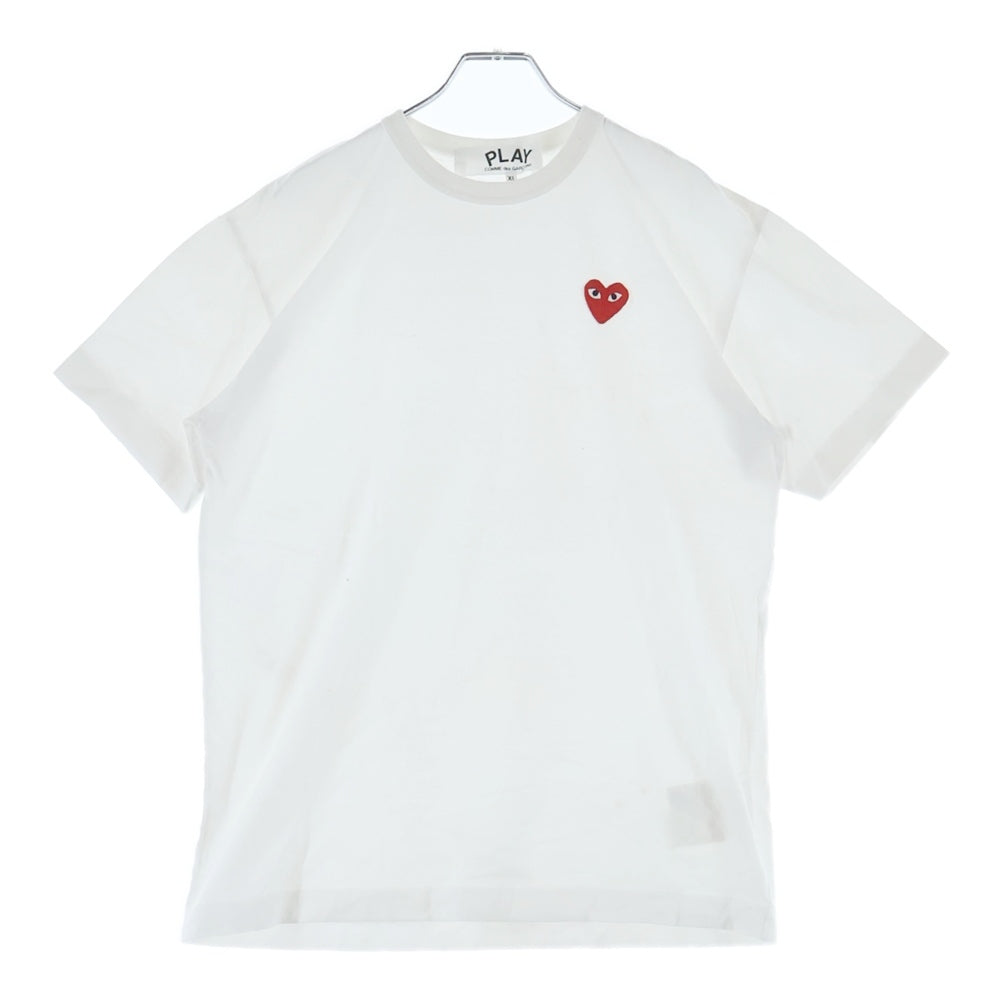 PLAY COMME des GARCONS(プレイコムデギャルソン) AD2019/6 ハート刺繍 クルーネック半袖Tシャツ カットソー ホワイト AZ-T108