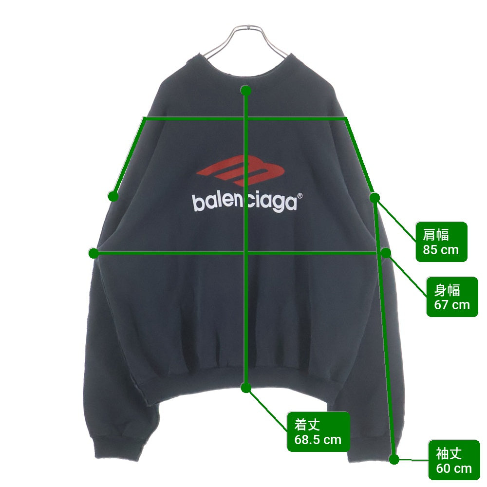 BALENCIAGA(バレンシアガ) DOUBLE FRONT CREW ダブルフロントクルー テープロゴ プルオーバースウェットトレーナー ブラック 791614 TQVQ7
