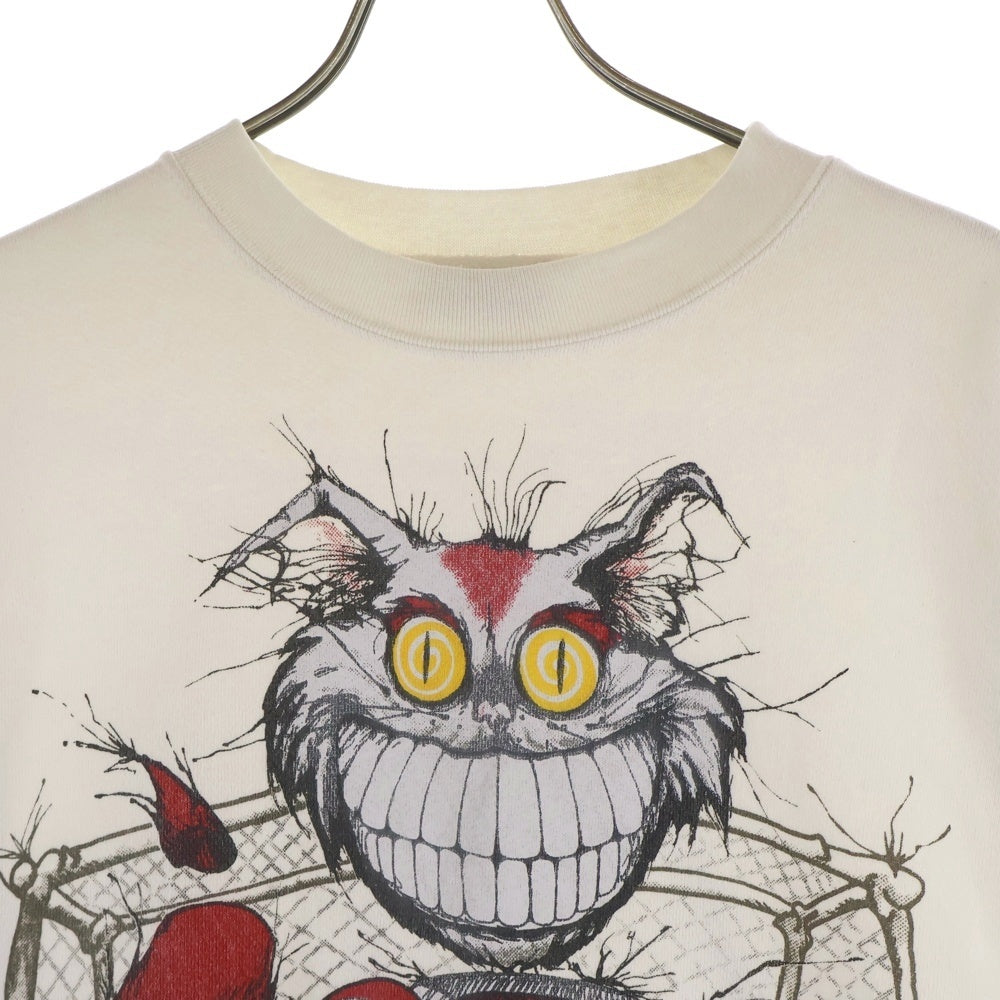 VINTAGE(ヴィンテージ) 90S ALICE IN WONDERLAND CHESHIRE CAT SWEATSHIRT ヴィンテージ 不思議の国のアリス チェシャ猫 両面プリント クルーネックスウェットトレーナー ホワイト