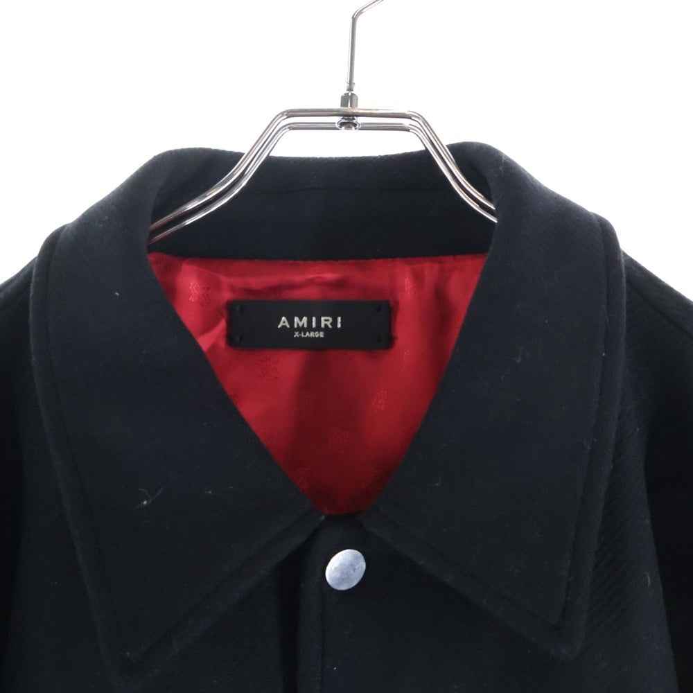 AMIRI(アミリ) BONES WOOL BOMBER JACKET ボーンズウールボンバー ロゴエンブロイダリー ジャケット ブラック/レッド AMOUVY1009