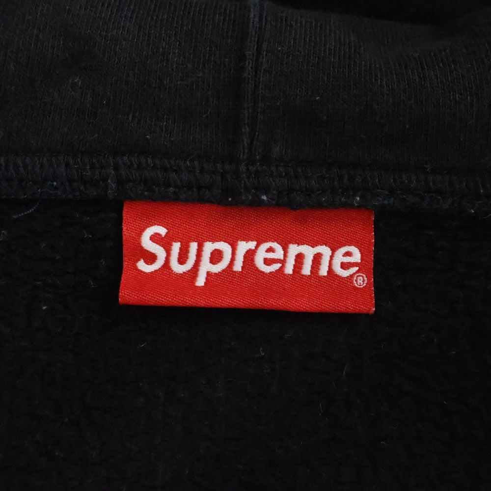 SUPREME(シュプリーム) 19SS Old English Stripe Zip Up Sweatshirt オールドイングリッシュ バックロゴ刺繍 ジップアップスウェットパーカー フーディー ブラック
