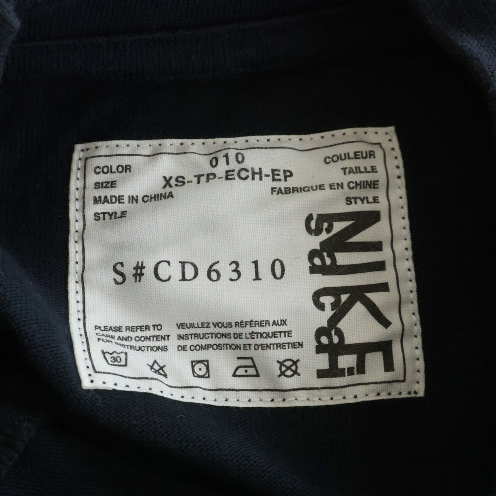 NIKE(ナイキ) ×Sacai WMNS Hybrid T-shirt サカイ ウィメンズ ハイブリット ドッキング加工 フロントロゴプリントTシャツ 半袖クルーネックカットソー ブラック CD6310-010