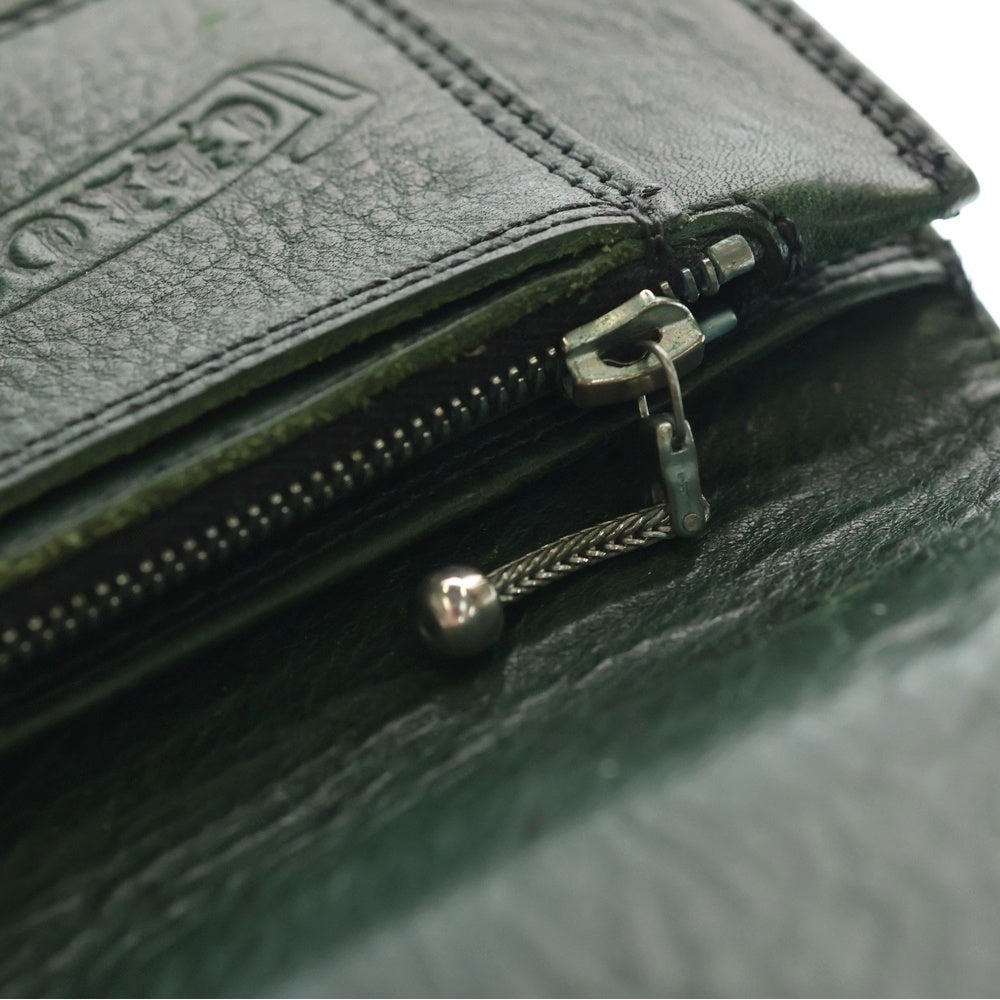 CHROME HEARTS(クロムハーツ) 1ZIP フローラルボタン コンパクトレザーウォレット 折り畳み財布 グリーン