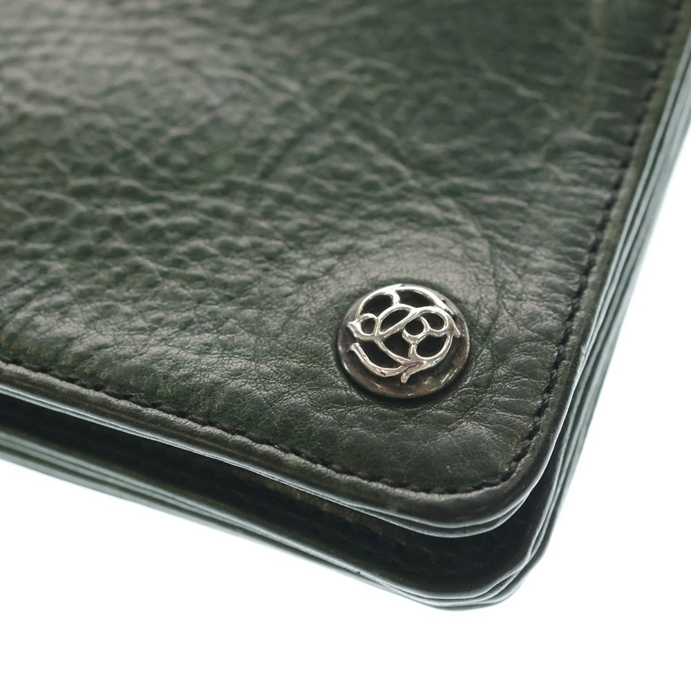 CHROME HEARTS(クロムハーツ) 1ZIP フローラルボタン コンパクトレザーウォレット 折り畳み財布 グリーン
