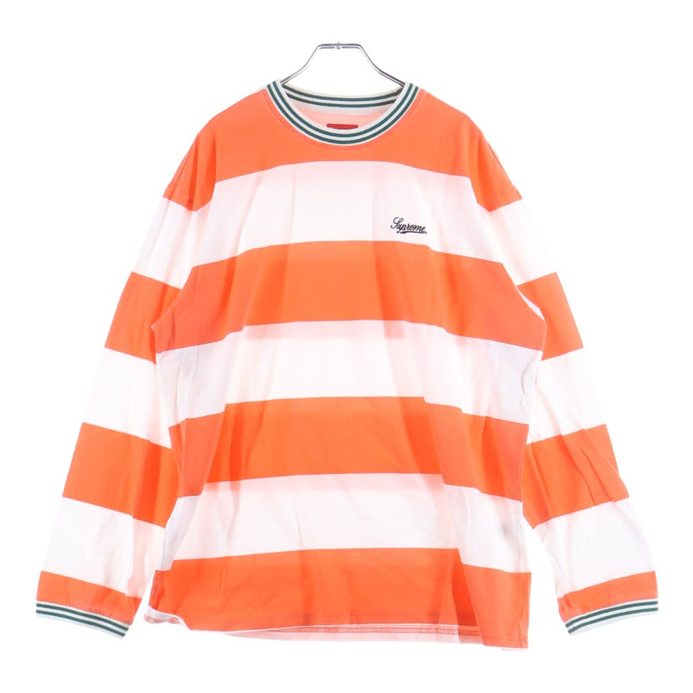 SUPREME(シュプリーム) 19AW Printed Stripe L/S Top プリンテッド ストライプ クルーネック長袖Tシャツ カットソー オレンジ/ホワイト