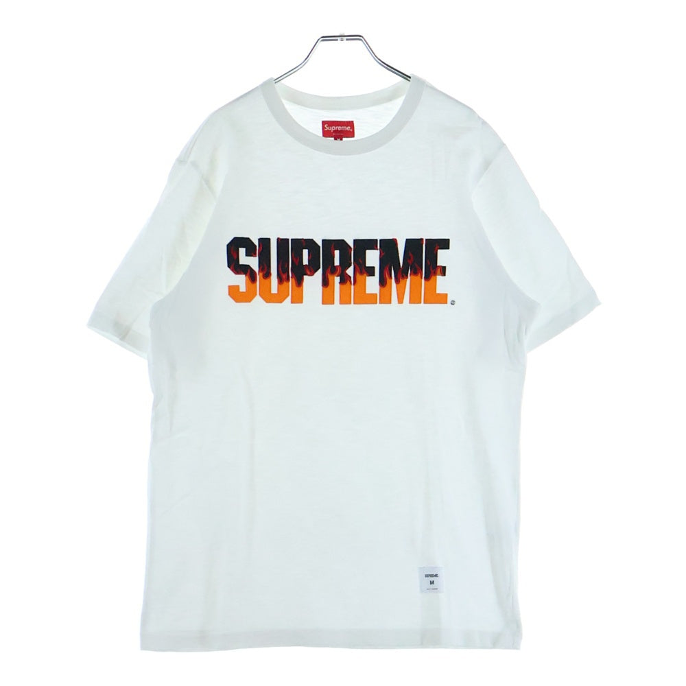 SUPREME(シュプリーム) 19AW Flame S/S Top フレイムロゴ クルーネック半袖Tシャツ カットソー ホワイト