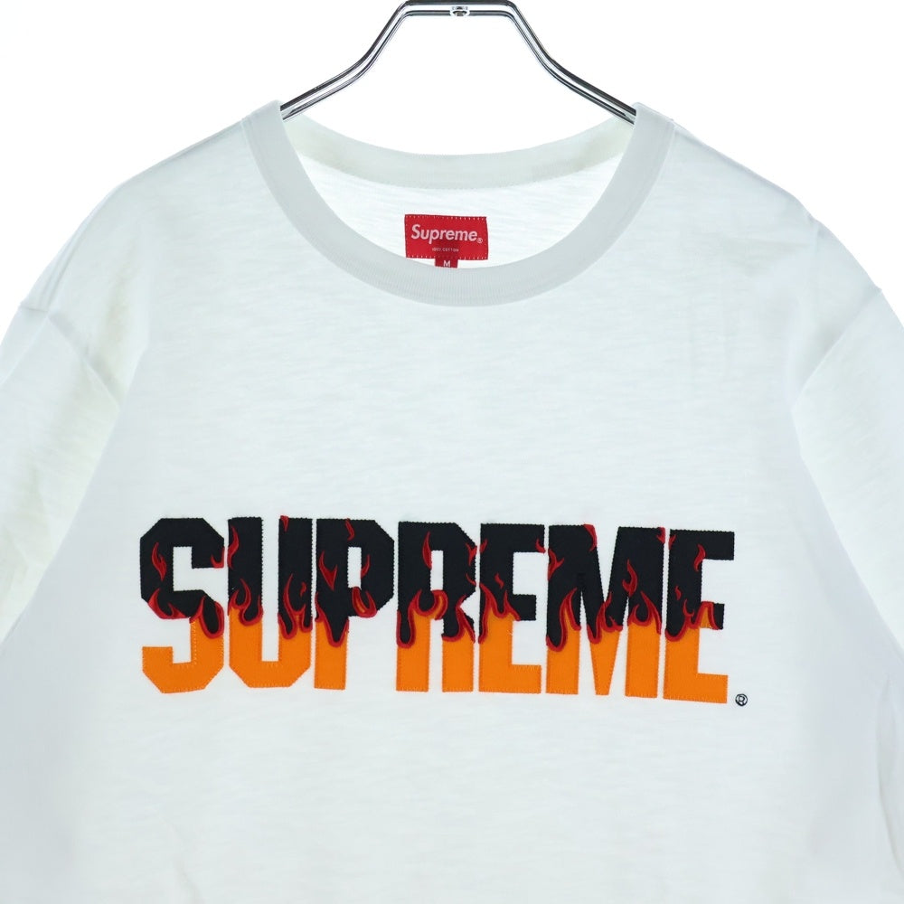 SUPREME(シュプリーム) 19AW Flame S/S Top フレイムロゴ クルーネック半袖Tシャツ カットソー ホワイト