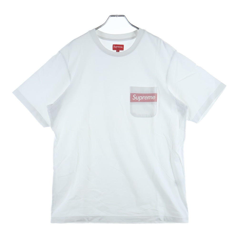 SUPREME(シュプリーム) 19SS Mesh Stripe Pocket Tee メッシュ ストライプ クルーネック半袖ポケットTシャツ カットソー ホワイト