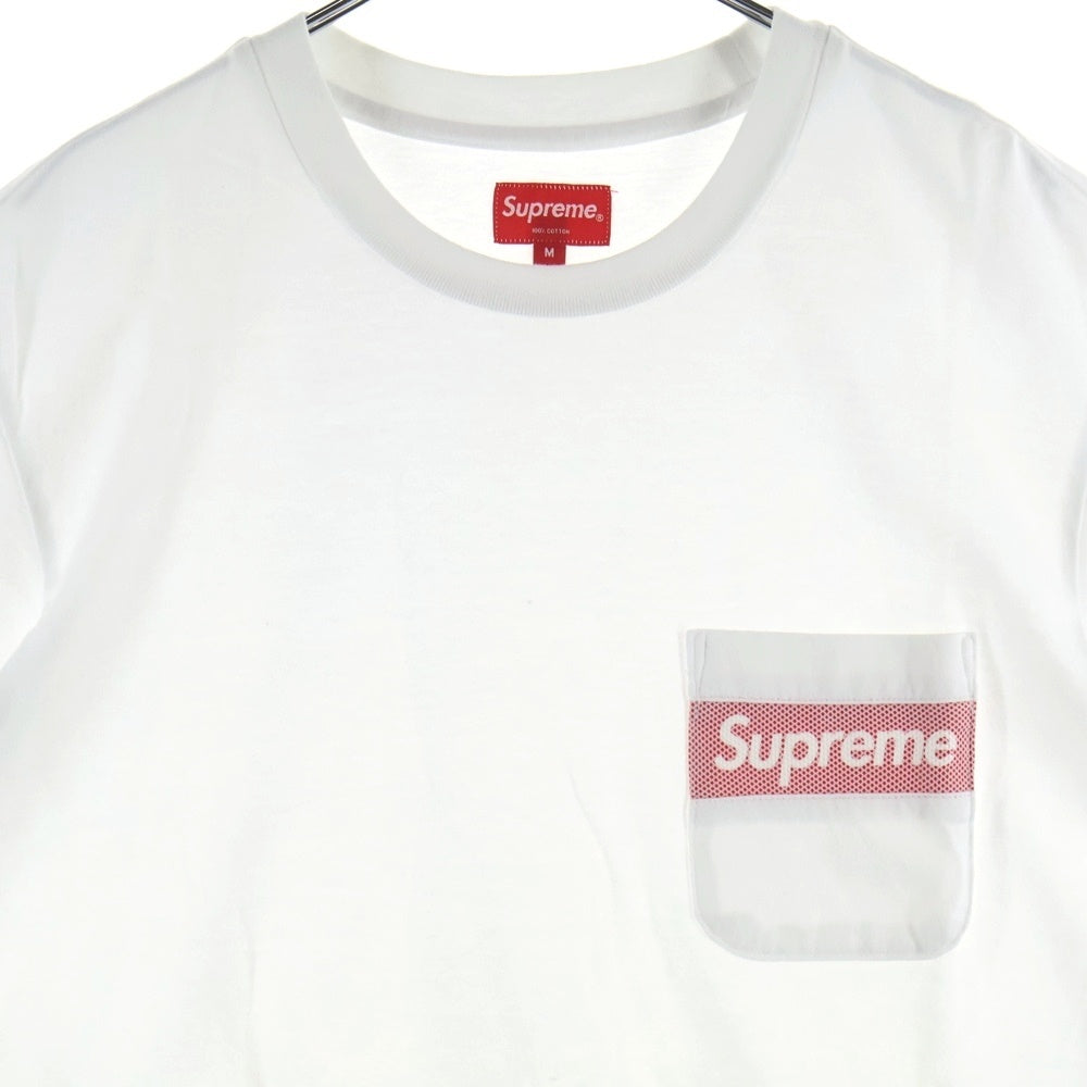 SUPREME(シュプリーム) 19SS Mesh Stripe Pocket Tee メッシュ ストライプ クルーネック半袖ポケットTシャツ カットソー ホワイト