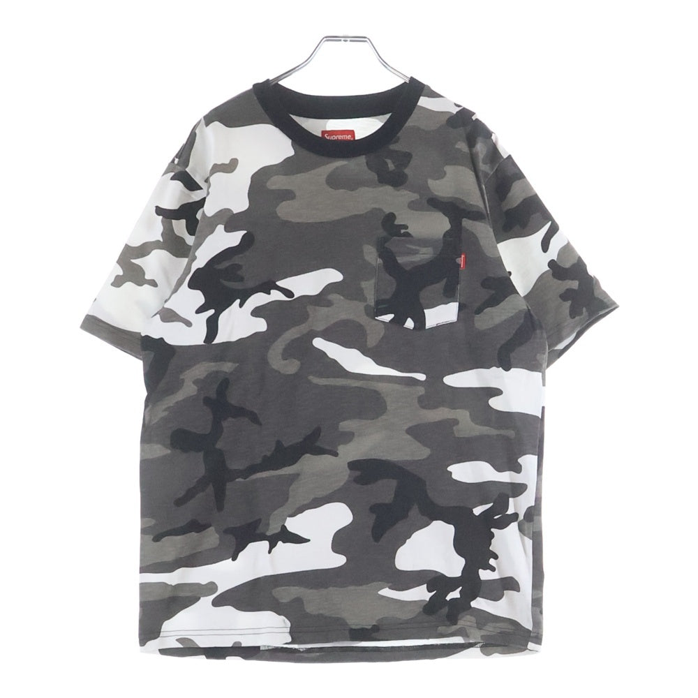 SUPREME(シュプリーム) 18AW S/S Pocket Tee カモフラ クルーネック半袖ポケットTシャツ カットソー ブラック/ホワイト/グレー