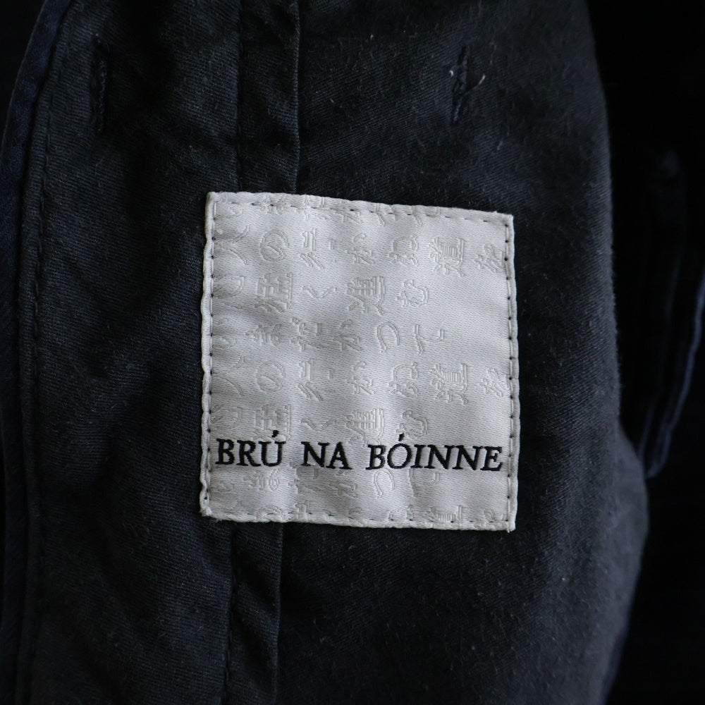 BRU NA BOINNE(ブルーナボイン) ストライプ ポリコットン ワイドパンツ ネイビー 7538
