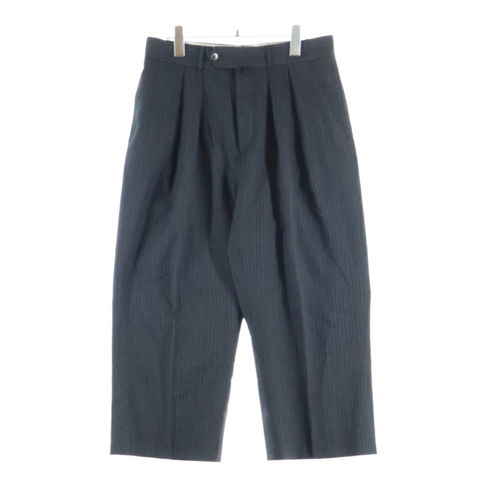 NEAT(ニート) ストライプ ウール混 テーパードスラックスパンツ グレー