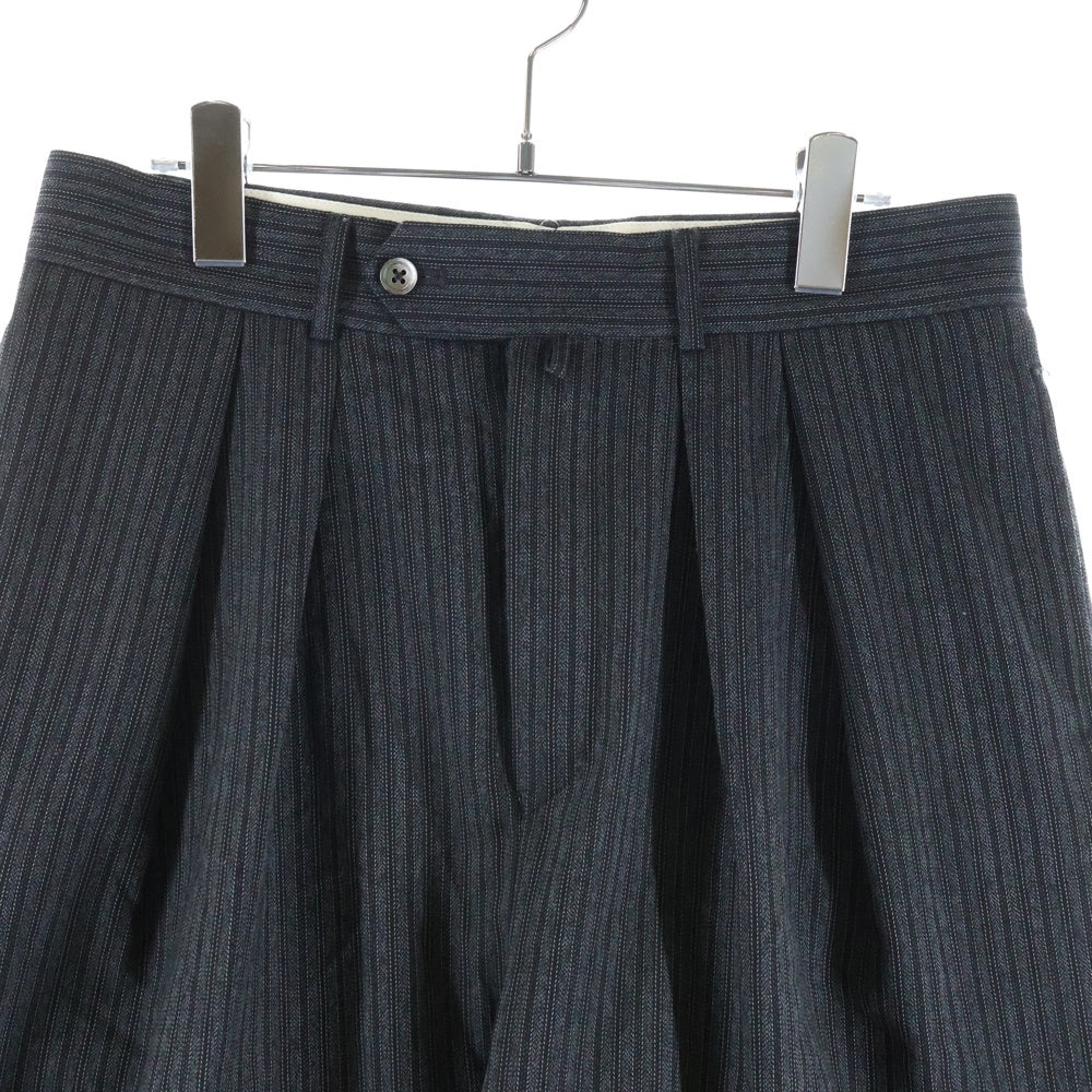 NEAT(ニート) ストライプ ウール混 テーパードスラックスパンツ グレー