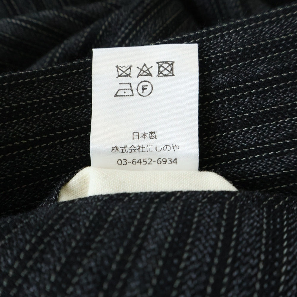 NEAT(ニート) ストライプ ウール混 テーパードスラックスパンツ グレー