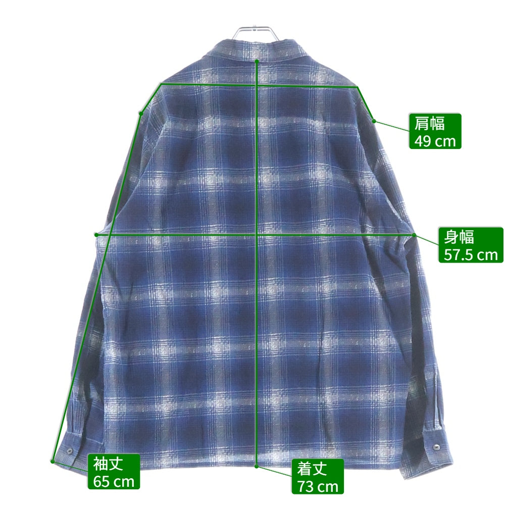 Needles(ニードルス) ONE-UP SHIRT PRINTED FLANNEL ワンアップ プリンテッド フランネル 長袖チェックシャツ ブルー RW303