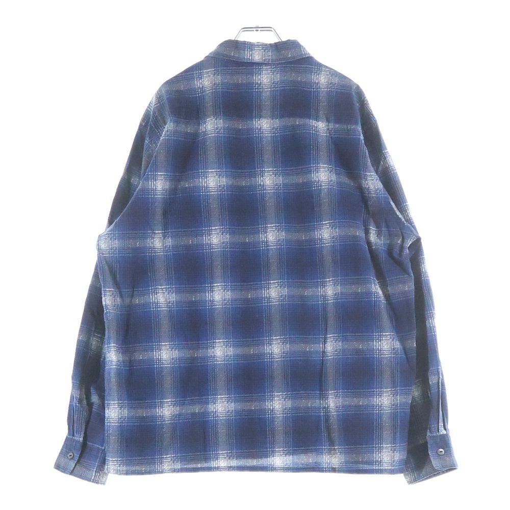 Needles(ニードルス) ONE-UP SHIRT PRINTED FLANNEL ワンアップ プリンテッド フランネル 長袖チェックシャツ ブルー RW303