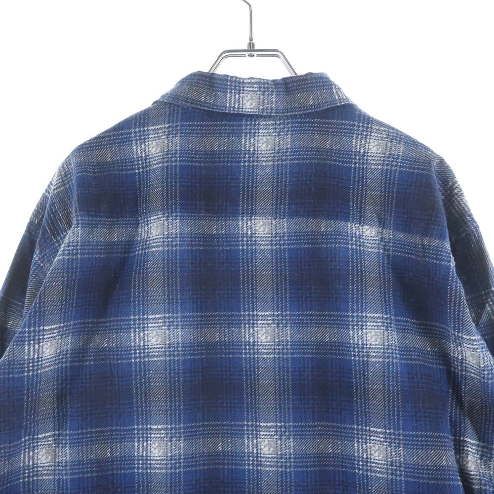 Needles(ニードルス) ONE-UP SHIRT PRINTED FLANNEL ワンアップ プリンテッド フランネル 長袖チェックシャツ ブルー RW303