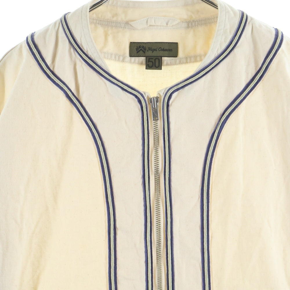NIGEL CABOURN(ナイジェルケーボン) コットン ジップアップ ノーカラージャケット アイボリー 8047-00-10002