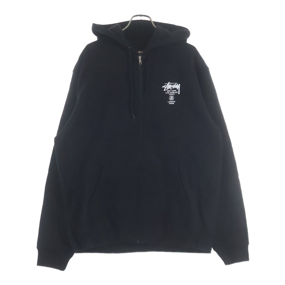STUSSY(ステューシー) BASIC STUSSY ZIP HOOD ベイシック ジップアップ フーデットジャケット ブラック Z4000SZS19