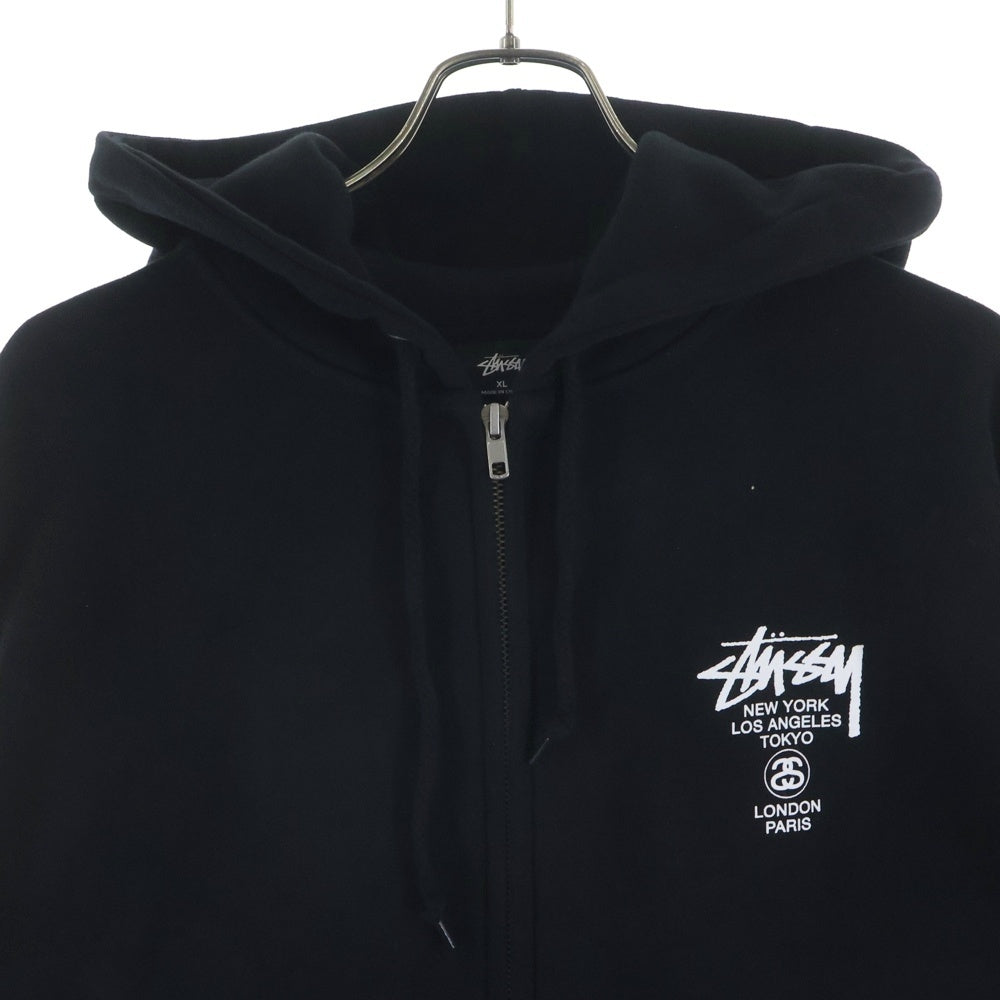 STUSSY(ステューシー) BASIC STUSSY ZIP HOOD ベイシック ジップアップ フーデットジャケット ブラック Z4000SZS19
