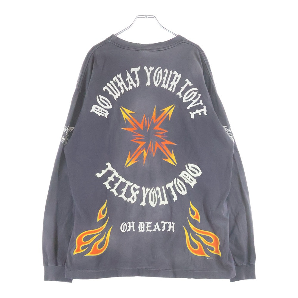 SAINT MICHAEL(セントマイケル) 24SS L/S TEE プリント クルーネック長袖Tシャツ カットソー ブラック SM-YS8-0000-015