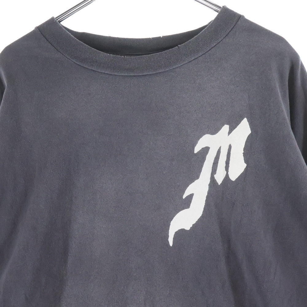 SAINT MICHAEL(セントマイケル) 24SS L/S TEE プリント クルーネック長袖Tシャツ カットソー ブラック SM-YS8-0000-015