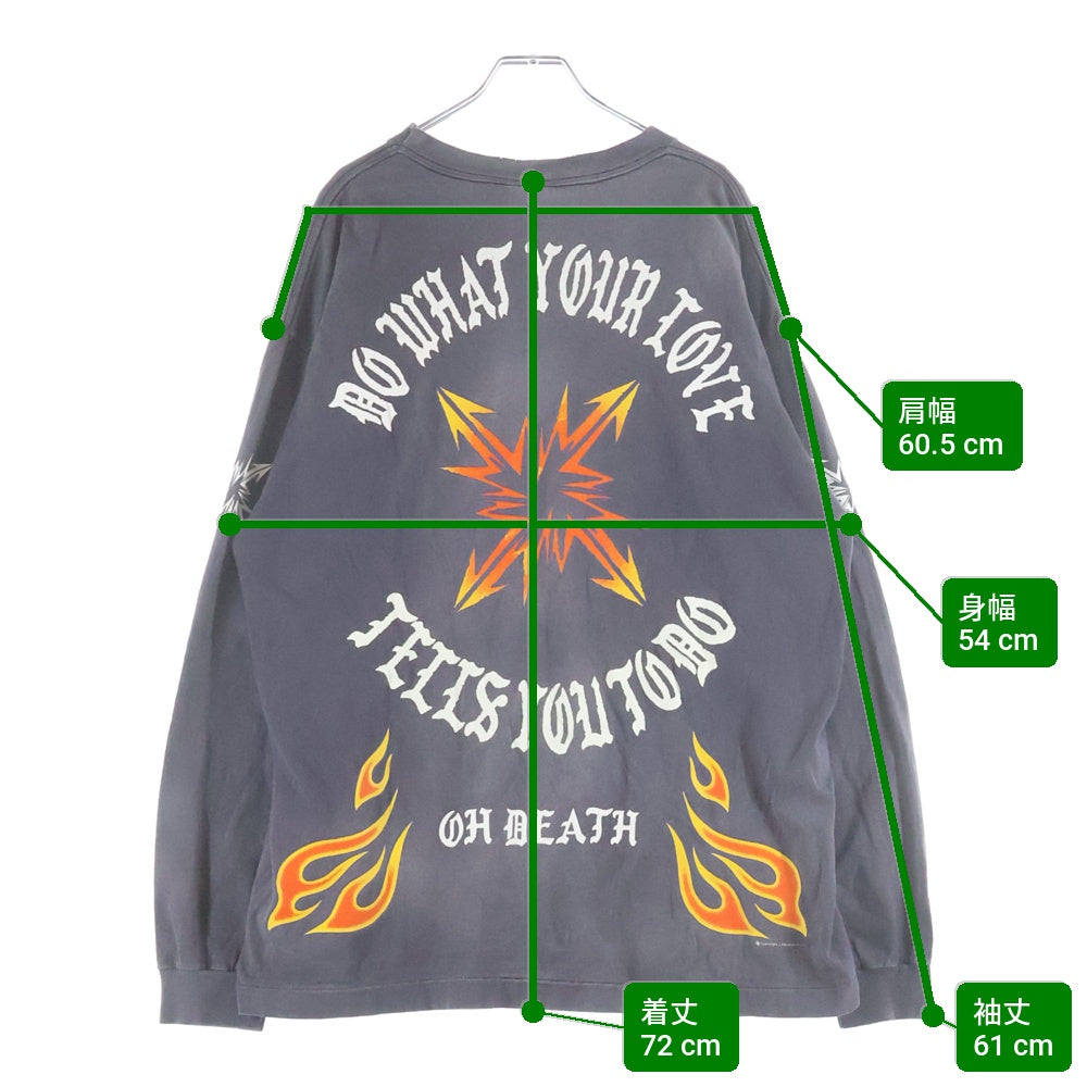 SAINT MICHAEL(セントマイケル) 24SS L/S TEE プリント クルーネック長袖Tシャツ カットソー ブラック SM-YS8-0000-015