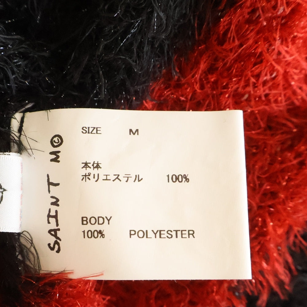 SAINT MICHAEL(セントマイケル) 25AW GLITTER BORDER CREW NECK KNIT グリッターボーダー クルーネックニット セーター ブラック/レッド SM-HR1-0000-069
