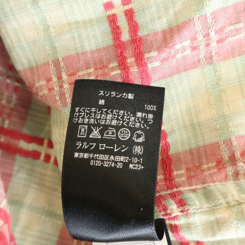 RRL(ダブルアールエル) ダブルフラップポケット チェック柄 長袖ウエスタンシャツ ピンク