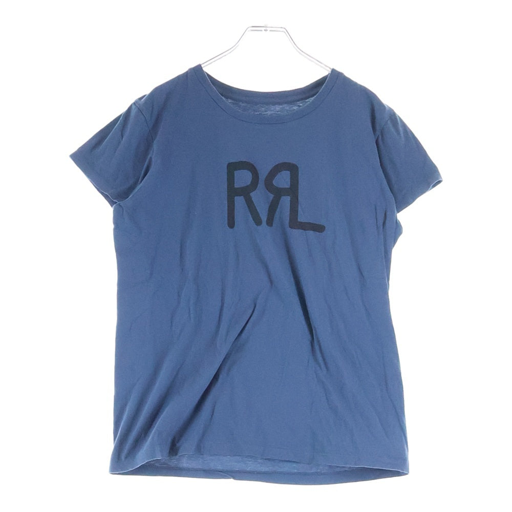 RRL(ダブルアールエル) フロントロゴデザイン クルーネック カットソー 半袖Tシャツ ブルー MNRRTSHM1N10026