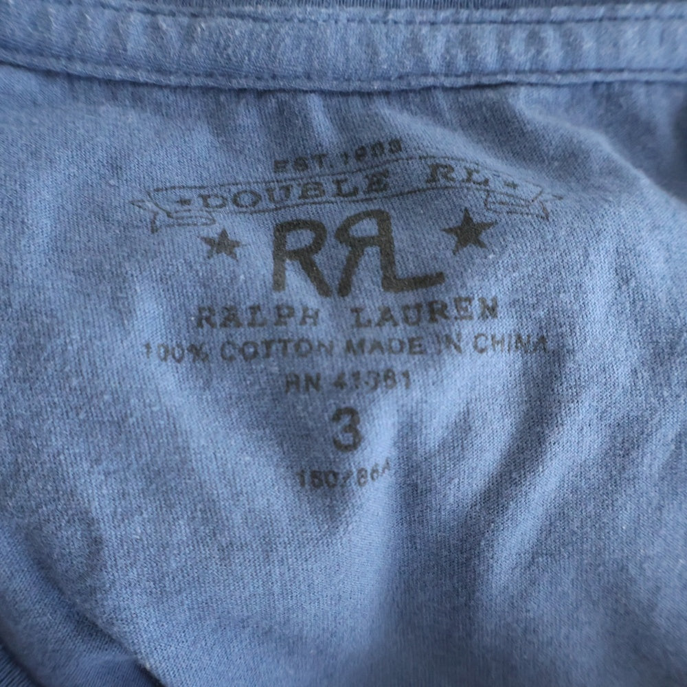 RRL(ダブルアールエル) フロントロゴデザイン クルーネック カットソー 半袖Tシャツ ブルー MNRRTSHM1N10026