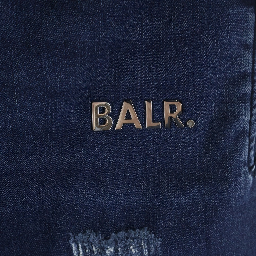 BALR.(ボーラー) フロントロゴプレート ダメージ加工 ドローストリング デニム ジョガーパンツ インディゴ