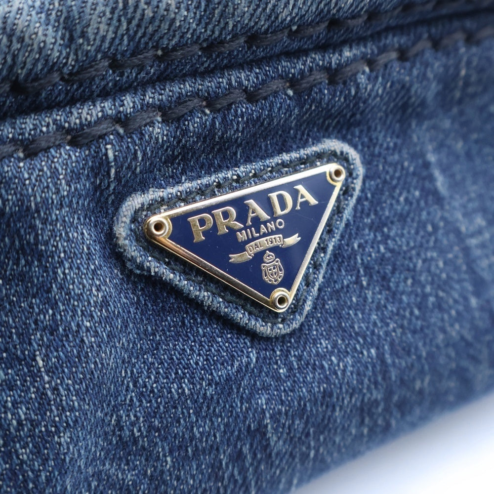 PRADA(プラダ) トライアングルロゴプレート デニムポーチ レディース インディゴ